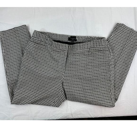 Talbots Woman Hampshire Lined Straight Ankle Pants - Black & White geometric - Picture 1 of 6
